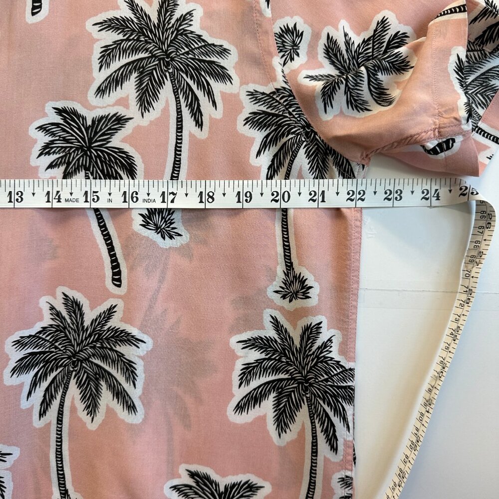 ZARA Men’s Relaxed Fit Palm Tree Print Shirt Size M Pink Black Tropical Casual - Picture 6 of 8